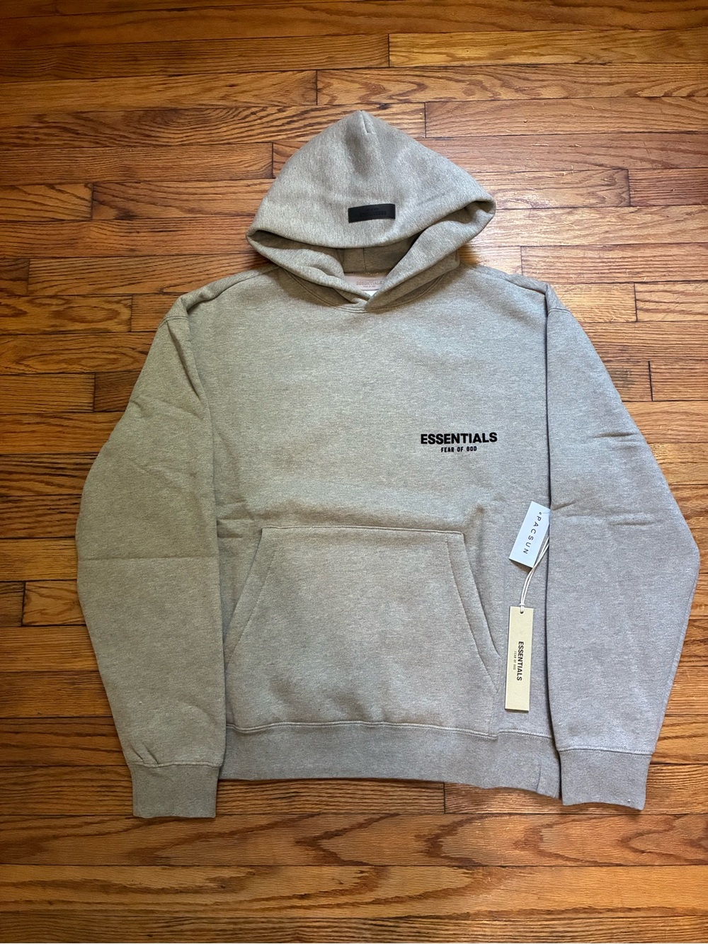 Essentials Men’s Light Beige Hoodie with Front Pocket